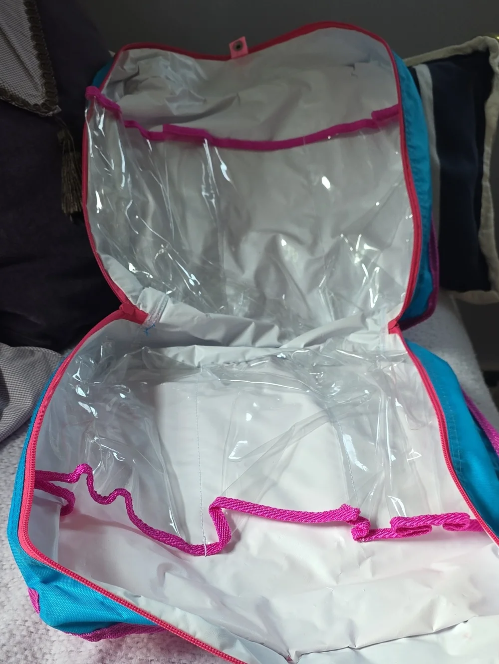 Personalized VALERIE Bag 13x13x5. Purple Pink Hot Pink And Blue. Pink Zipper.